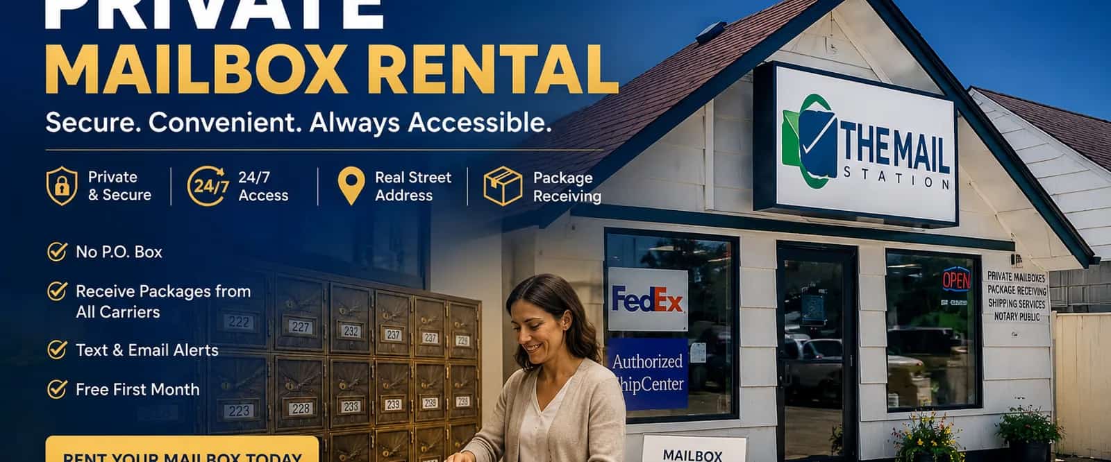 Private mailbox rentals in Monroe, WA with 24/7 secure access