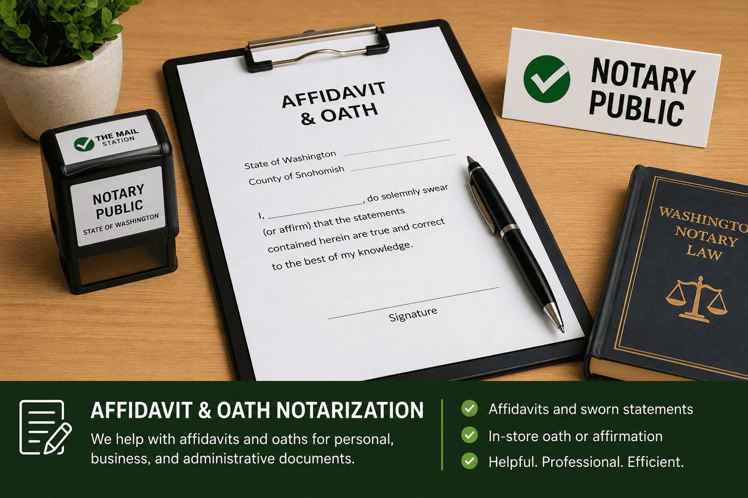 Affidavit and oath notarization paperwork