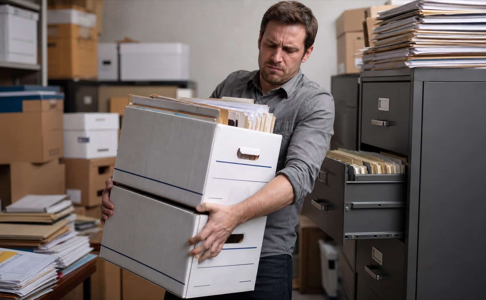 Bulk box scanning: banker boxes of records ready to be digitized