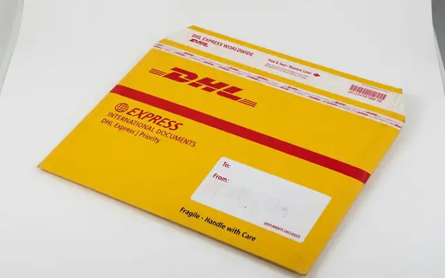 DHL Express envelope for international documents from Monroe, WA