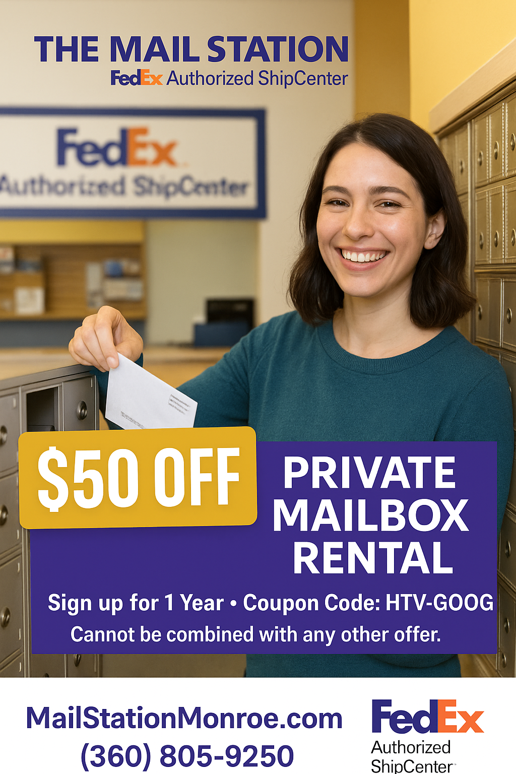 $50 Coupon for 1-Year Personal Private Mailbox Rental
