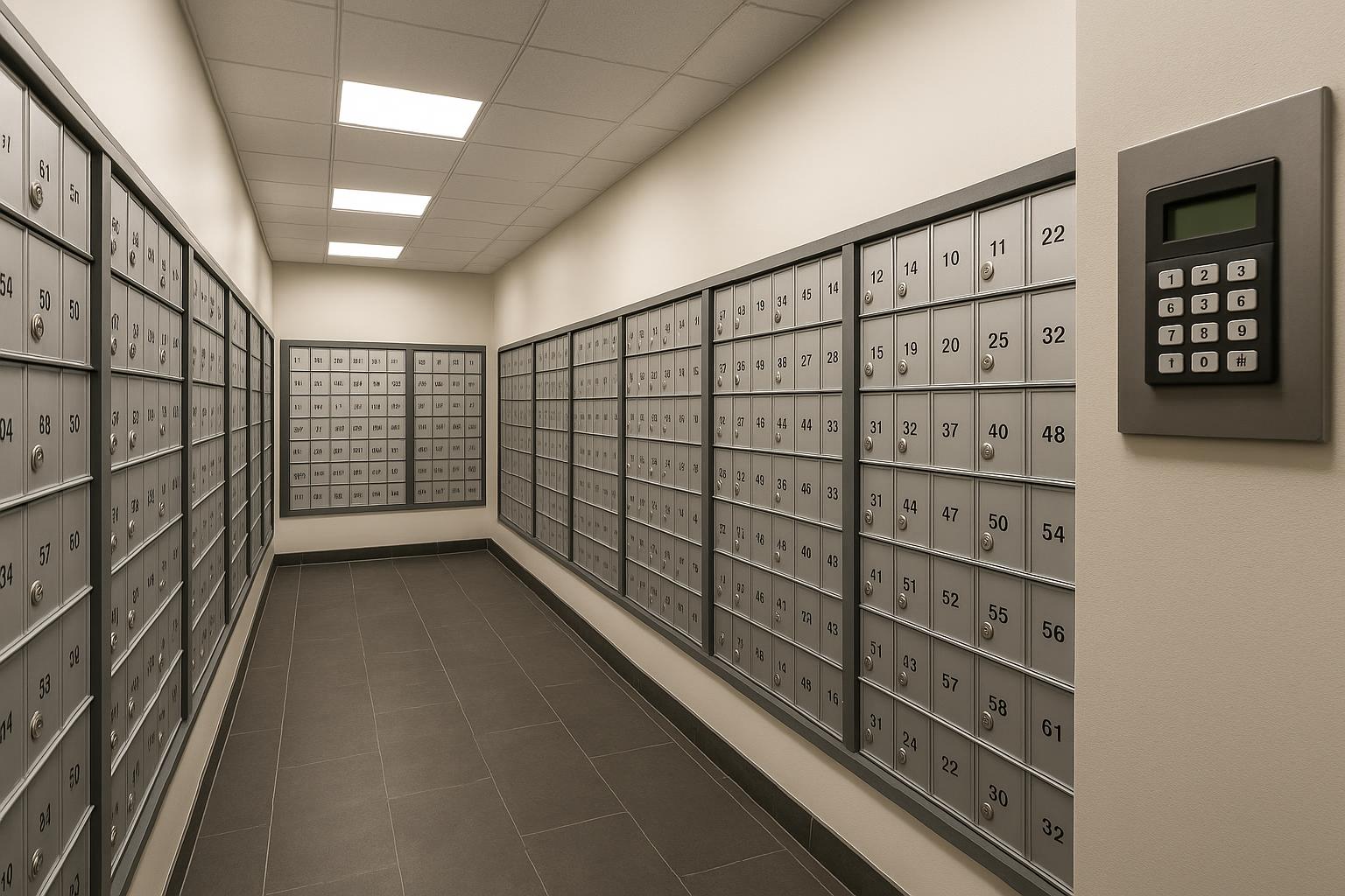 Secure personal mailboxes and parcel lockers available 24/7
